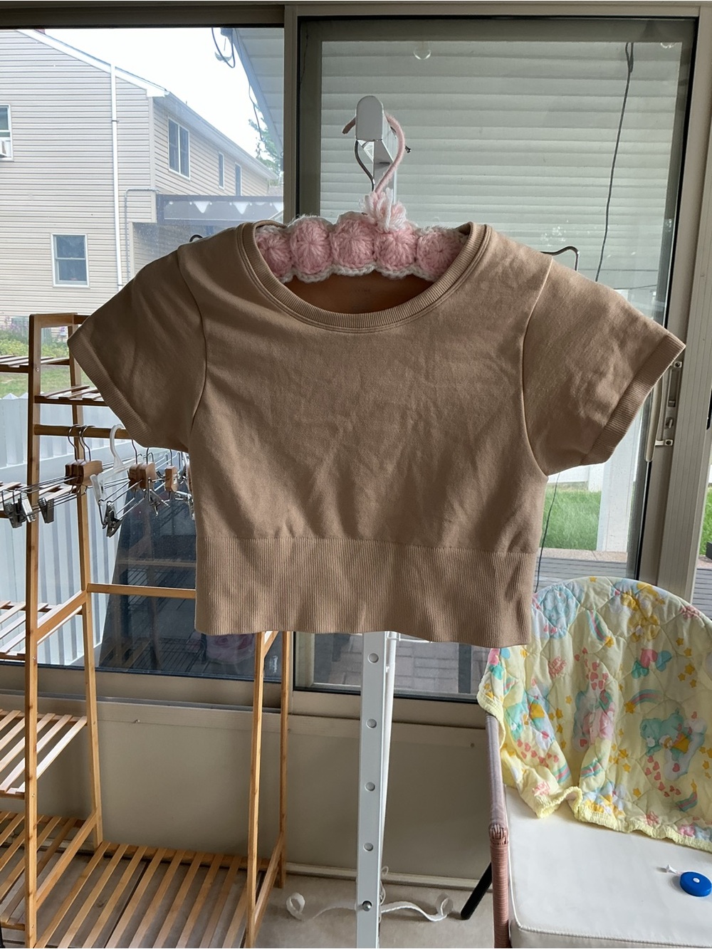 aerie Tan Cropped Short Sleeve Tee